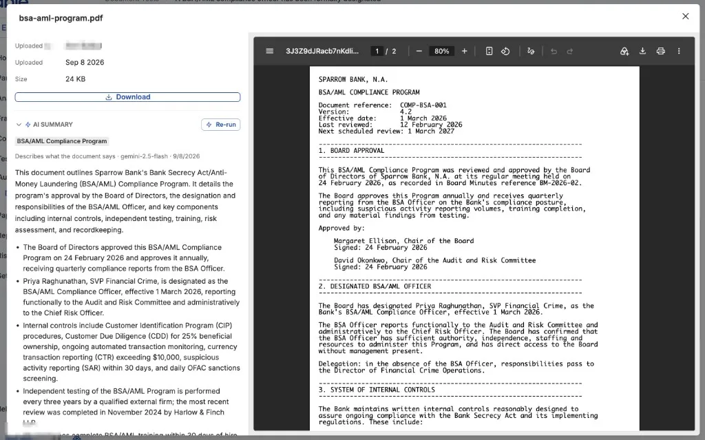 Document preview and AI summary