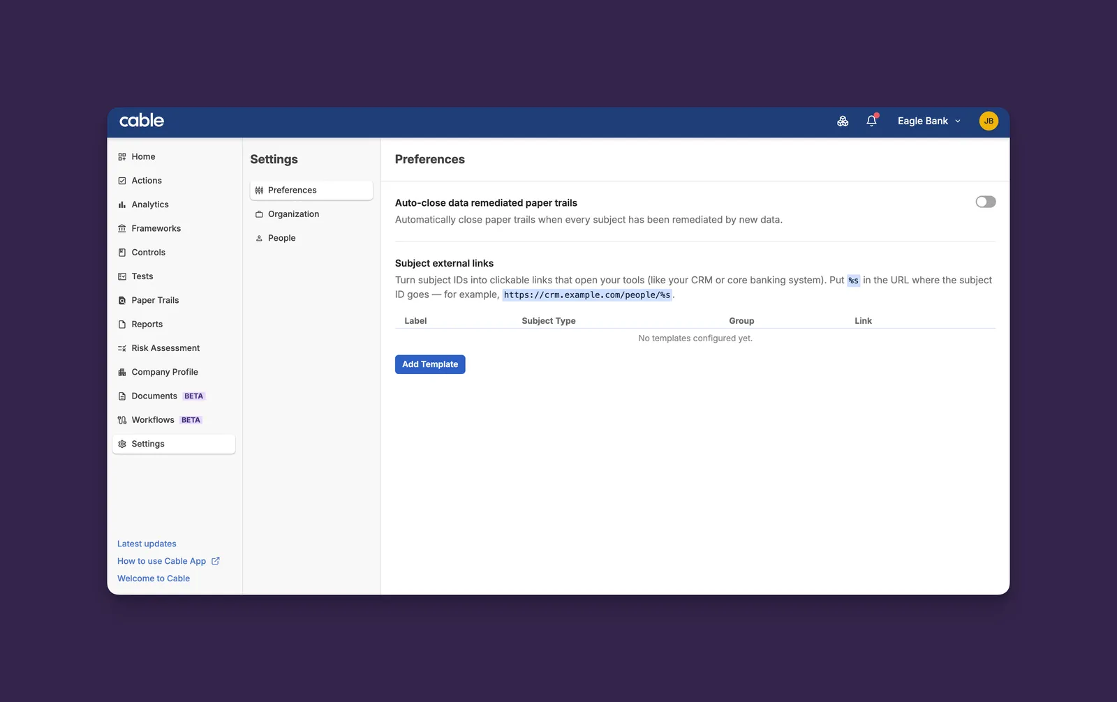 Subject External Link Templates
